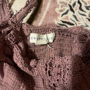 Aeropostale Crochet Trim Top in Dusty Rose